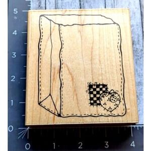 Dots Bag It! Stitched Heart Patch R127 Rubber Stamp Wood #D1